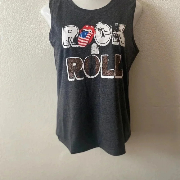 💥🆕Rock & Roll O-Neck Tank -Charcoal L🆕 - Picture 2 of 4